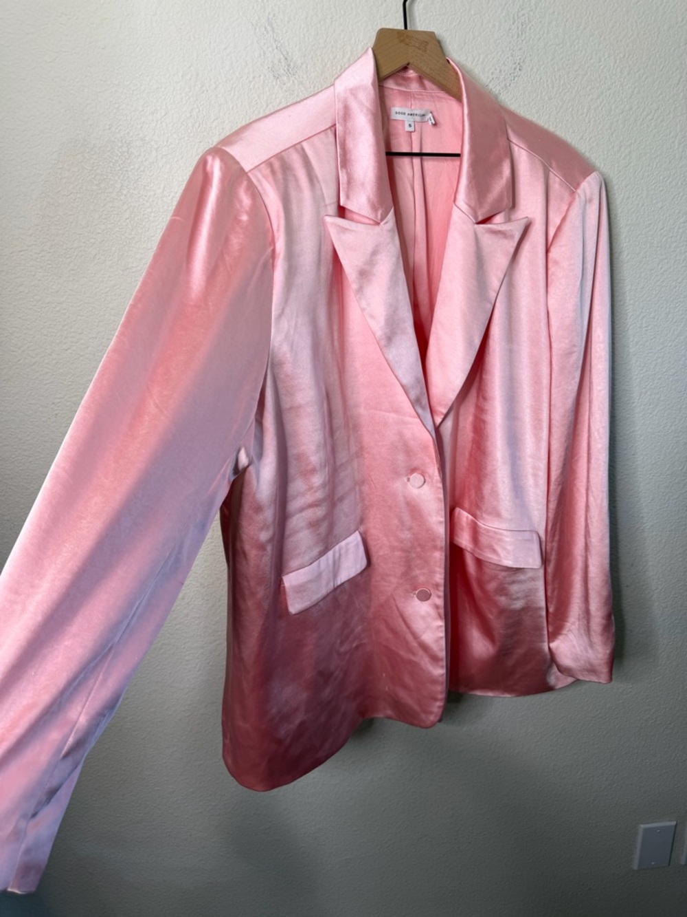 Good American Bubblegum Pink Satin Blazer Women Size 5 / US 2X - Picture 4 of 8